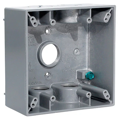 2-Gang Weatherproof Box with Five 3/4" Diameter Outlets, 2GM75-GY