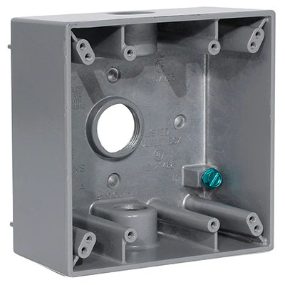 2-Gang Weatherproof Box with Three 3/4" Diameter Outlets, 2GM73-GY