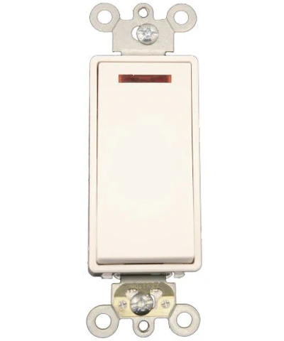 20-Amp, 120-Volt, Decora Plus Rocker Pilot Light, Illuminated On, Req. Neutral Single-Pole AC Quiet Switch, Commercial Grade, Self Grounding, 5628-2