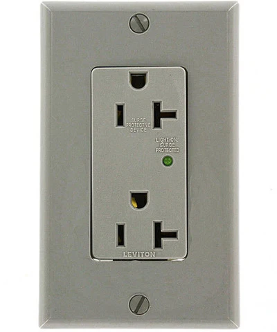 20-Amp, 125-Volt, Decora Plus Duplex Surge Suppressor Receptacle, Straight Blade, Industrial Grade, 5380 - Image 3