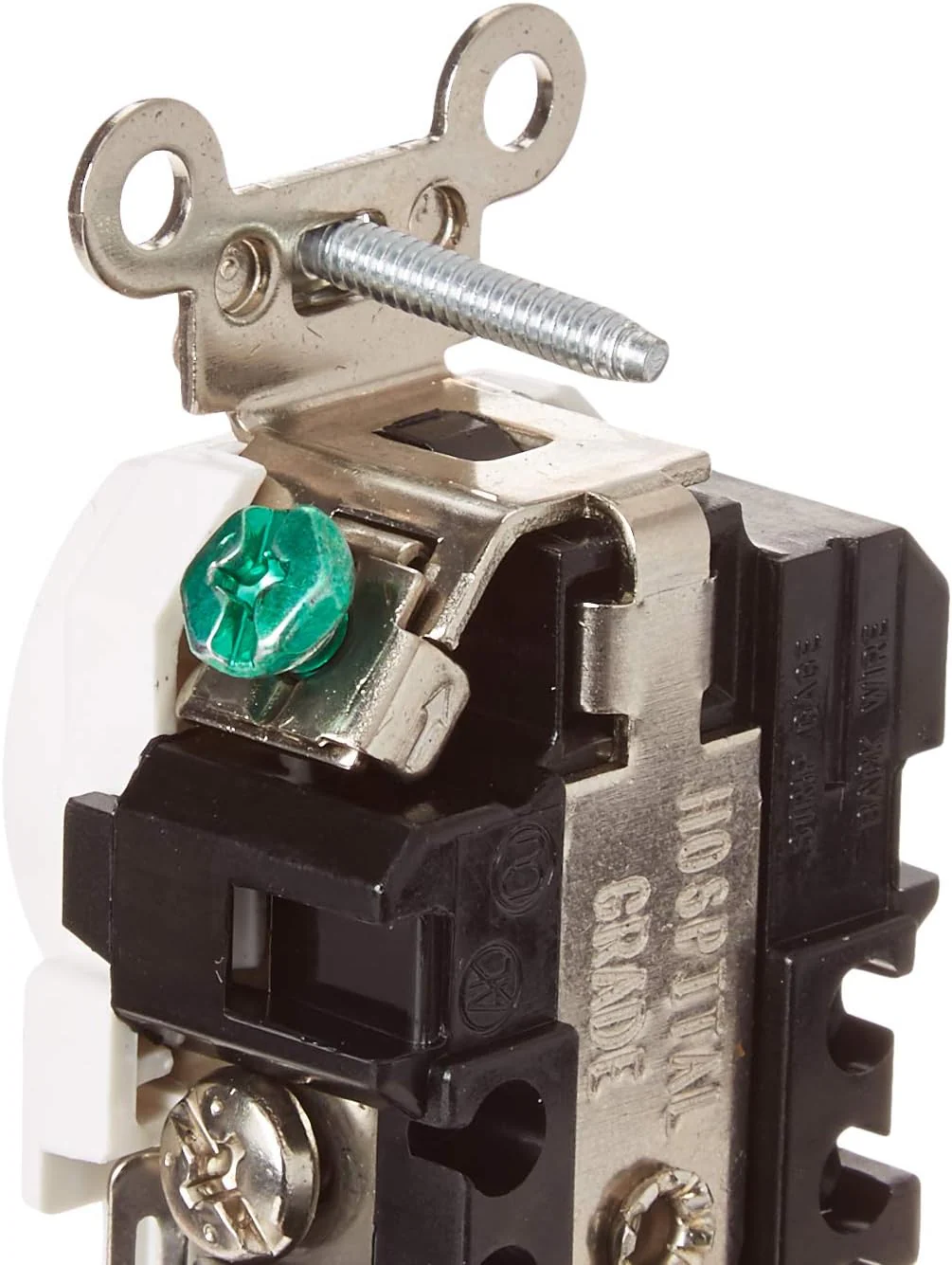 20-Amp, 125-Volt, Extra Heavy Duty Hospital Grade, Duplex Receptacle, Straight Blade, Self Grounding, White, 8300-W - Image 4