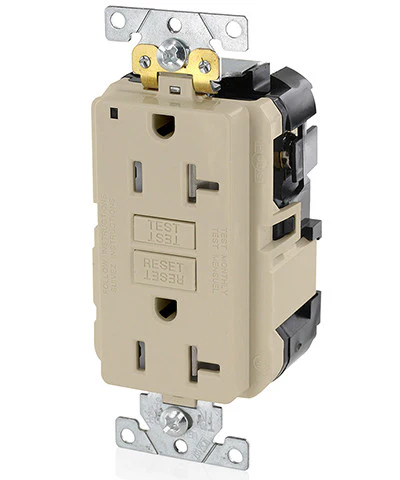 20-Amp, 125-Volt, Extra-Heavy Duty, Industrial Grade, Tamper-Resistant Lev-Lok Duplex Self-Test GFCI Receptacle, MGFT2 - Image 2