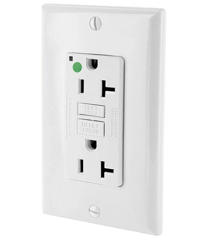 20-Amp, 125-Volt, Hospital Grade Slim GFCI Duplex Receptacle, Wallplate Included, GFNT2-HG