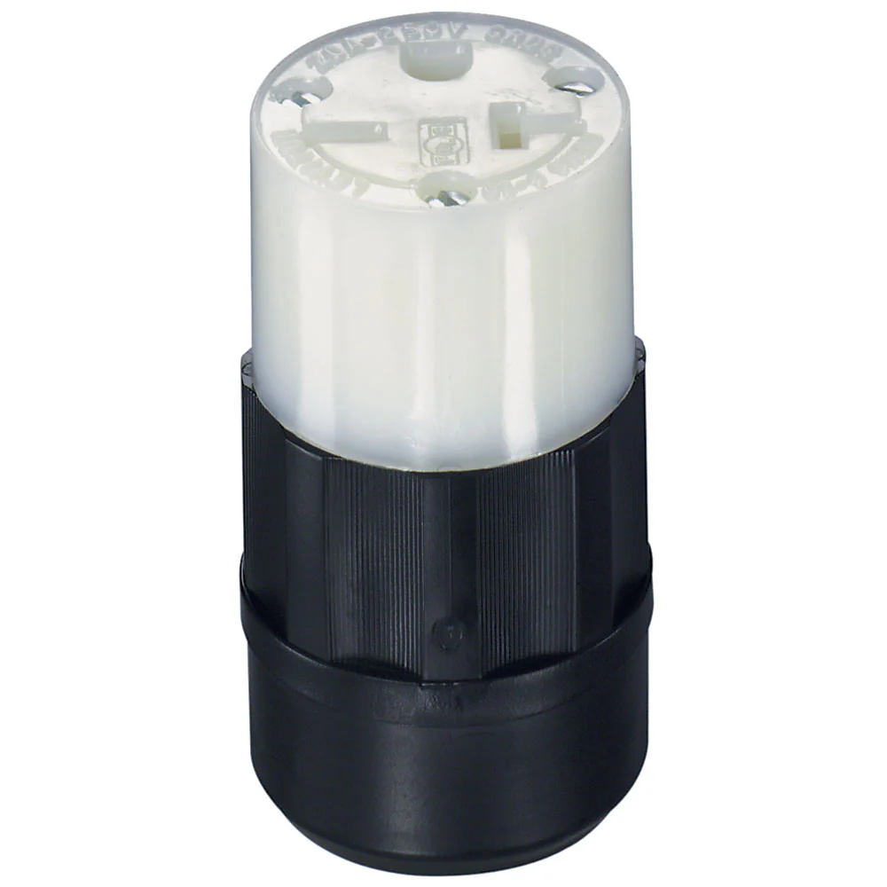 20 Amp, 250 Volt, Connector, Straight Blade, Industrial Grade, Grounding, Black-White, 5469-C