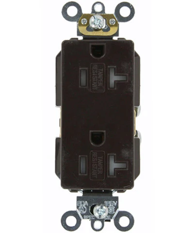 20-Amp, Decora Plus Duplex Receptacle, Tamper Resistant, Straight Blade, Commercial Grade, 125-Volt, Self Grounding, TDR20