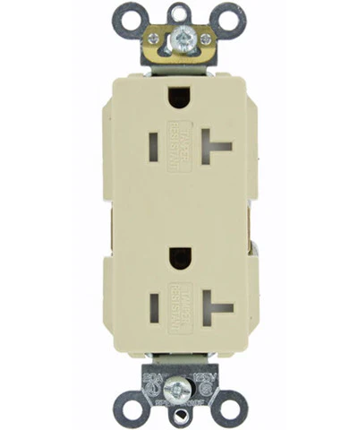 20-Amp, Decora Plus Duplex Receptacle, Tamper Resistant, Straight Blade, Commercial Grade, 125-Volt, Self Grounding, TDR20 - Image 2