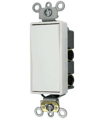20-Amp, Decora Plus Rocker Double-Pole AC Quiet Switch, 120/277-Volt, Commercial Grade, Back & Side Wired, Self Grounding, 5622-2