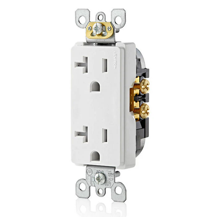 20 Amp Decora Tamper-Resistant Duplex Outlet/Receptacle, Grounding, T5825-W - Image 2