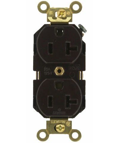 20-Amp, Duplex Receptacle, Industrial Extra Heavy Duty Grade, Straight Blade, 125-Volt, Self Grounding, Brown/Black/Gray/Ivory/Red/White, 5362