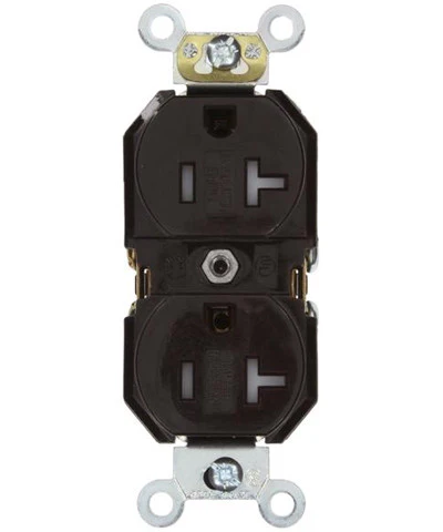 20-Amp, Duplex Receptacle, Tamper-Resistant, Straight Blade, Commercial Grade, 125-Volt, Self Grounding, Various Colors, TBR20