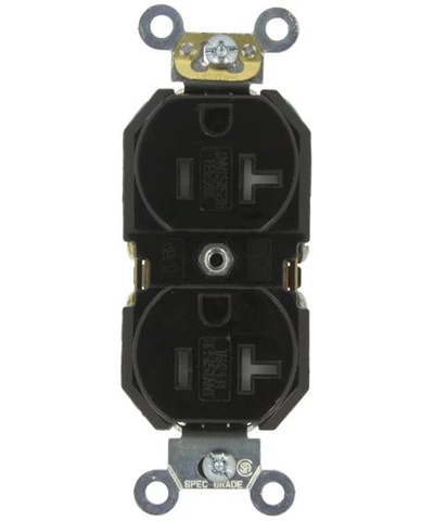 20-Amp, Duplex Receptacle, Tamper-Resistant, Straight Blade, Commercial Grade, 125-Volt, Self Grounding, Various Colors, TBR20 - Image 2