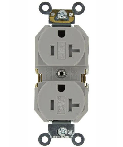 20-Amp, Duplex Receptacle, Tamper-Resistant, Straight Blade, Commercial Grade, 125-Volt, Self Grounding, Various Colors, TBR20 - Image 3