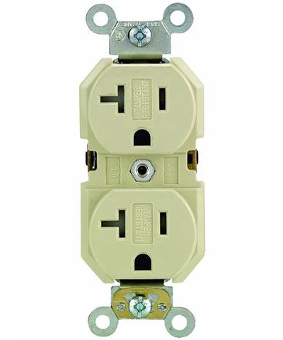 20-Amp, Duplex Receptacle, Tamper-Resistant, Straight Blade, Commercial Grade, 125-Volt, Self Grounding, Various Colors, TBR20 - Image 4