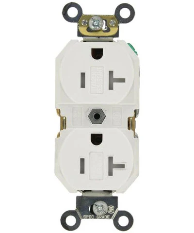 20-Amp, Duplex Receptacle, Tamper-Resistant, Straight Blade, Commercial Grade, 125-Volt, Self Grounding, Various Colors, TBR20 - Image 6