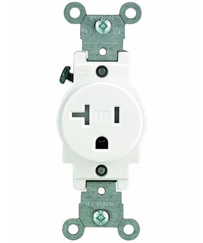 20-Amp, Narrow Body Single Receptacle, Straight Blade, Tamper Resistant, 125-Volt, Commercial Grade, Grounding, Brown/Ivory/White, T5020 - Image 3