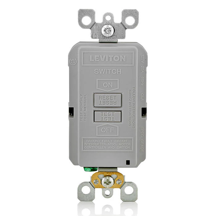 20 Amp, Self Test, Blank Face Slim GFCI with LED Indicator Light, GFRBF-GY