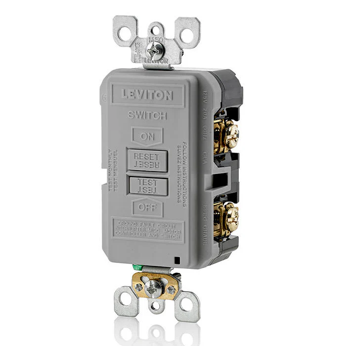 20 Amp, Self Test, Blank Face Slim GFCI with LED Indicator Light, GFRBF-GY - Image 2