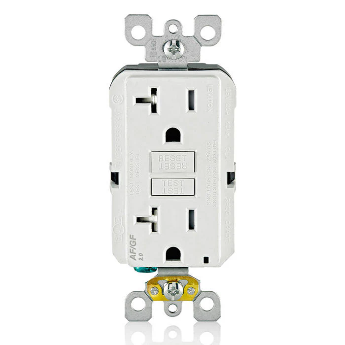 20 Amp, Self Test, Tamper-Resistant Dual-Function AFCI/GFCI Outlet with LED Indicator Light, AGTR2-W