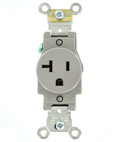 20-Amp, Single Receptacle, Industrial Heavy Duty Grade, Straight Blade, 125-Volt, Self Grounding, Brown/Gray/Ivory/Red/Light Almond/White, 5361 - Image 2