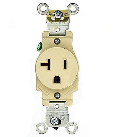 20-Amp, Single Receptacle, Industrial Heavy Duty Grade, Straight Blade, 125-Volt, Self Grounding, Brown/Gray/Ivory/Red/Light Almond/White, 5361 - Image 3