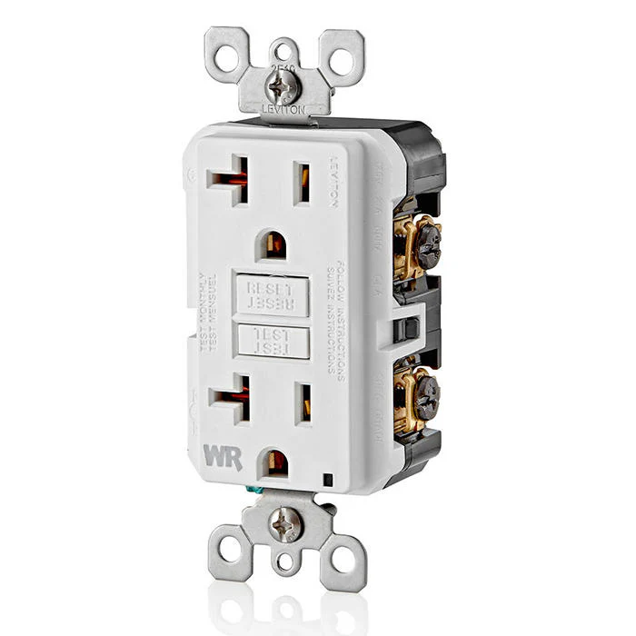 20 Amp Slim GFCI Weather-Resistant Outlet, Self Test, with LED Indicator Light, GFWR2-W - Image 2
