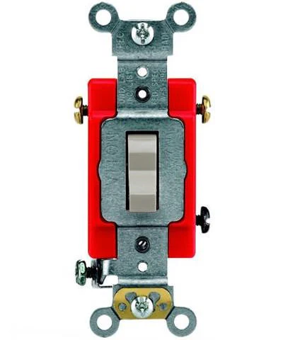 20-Amp, Toggle 3-Way AC Quiet Switch, 120/277-Volt, Extra Heavy Duty Spec Grade, Self Grounding, Back and Side Wired, Various Colors, 1223-2 - Image 3