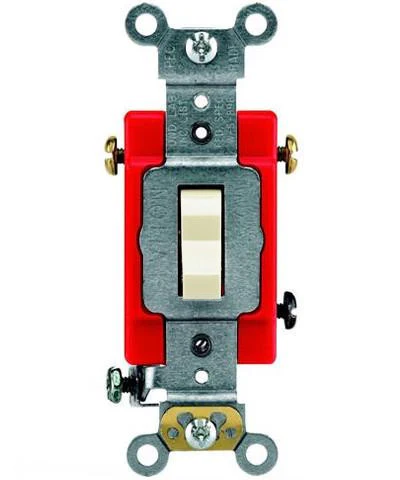 20-Amp, Toggle 3-Way AC Quiet Switch, 120/277-Volt, Extra Heavy Duty Spec Grade, Self Grounding, Back and Side Wired, Various Colors, 1223-2 - Image 5