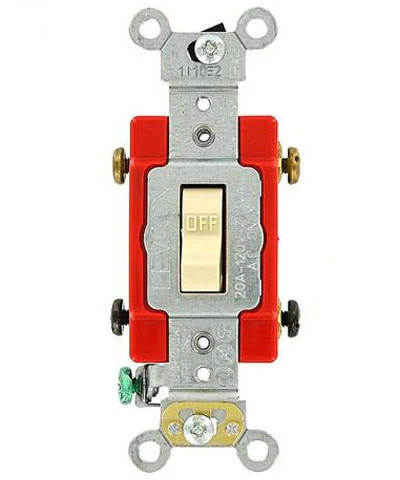 20-Amp, Toggle Double-Pole AC Quiet Switch, 120/277-Volt, Extra Heavy Duty Grade, Self Grounding, Back and Side Wired, Various Colors, 1222-2 - Image 4