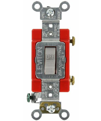 20-Amp, Toggle Single-Pole AC Quiet Switch, 120/277-Volt, Extra Heavy Duty Spec Grade, Self Grounding, Various Colors, 1221-2 - Image 3