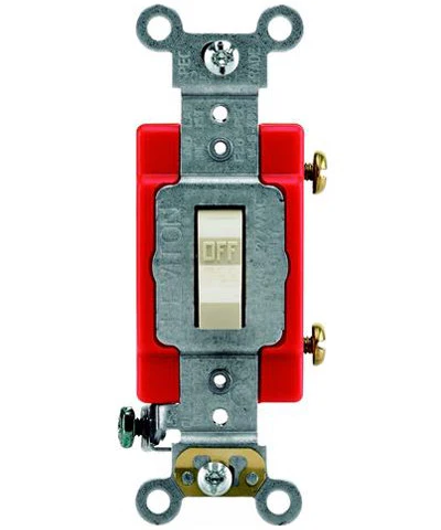 20-Amp, Toggle Single-Pole AC Quiet Switch, 120/277-Volt, Extra Heavy Duty Spec Grade, Self Grounding, Various Colors, 1221-2 - Image 6