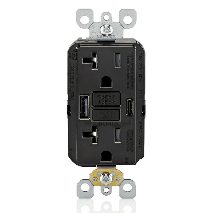 20A SmartlockPro® Self-Test GFCI Combination 24W(4.8A) Type A/C USB In-Wall Charger Outlet, GUAC2 - Image 3