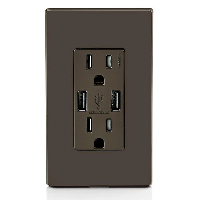 3.6A USB Type-A/Type-A Wall Outlet Charger with 15A Tamper-Resistant Receptacles, T5632-B - Image 3