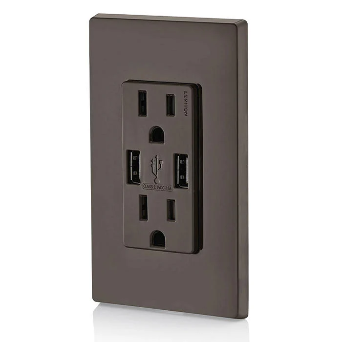 3.6A USB Type-A/Type-A Wall Outlet Charger with 15A Tamper-Resistant Receptacles, T5632-B - Image 4