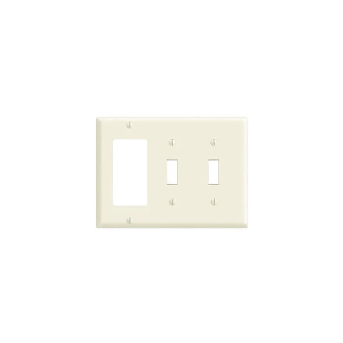 3-Gang Combination Wallplate, 2-Toggle and 1-Decora, Midway Size, Thermoplastic Nylon, Light Almond, PJ226-T