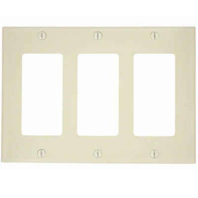3-Gang Decora/GFCI Device Decora Wall Plate, Standard Size, Thermoplastic Nylon, Device Mount, 80411 - Image 3