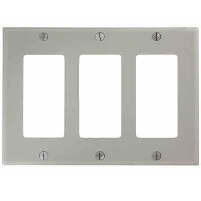 3-Gang Decora/GFCI Device Decora Wall Plate, Standard Size, Thermoplastic Nylon, Device Mount, 80411 - Image 4