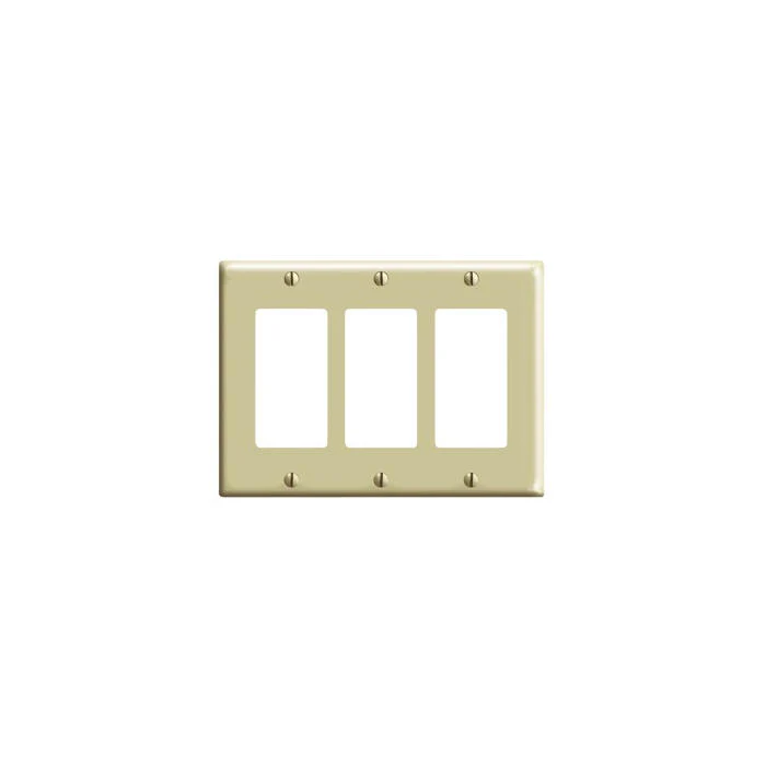 3-Gang Decora Wallplate, Midway Size, Thermoplastic Nylon, Ivory, PJ263-I