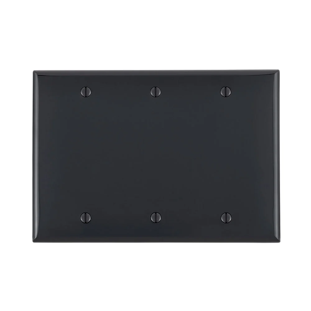 3-Gang No Device Blank Wallplate, Standard Size, Thermoplastic Nylon, Box Mount, Black, 80735-E