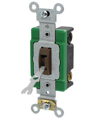 30-Amp, 120/277-Volt, Toggle Locking Double-Pole AC Quiet Switch, Extra Heavy Duty Spec Grade, Self Grounding, Back & Side Wired, Brown, 3032-2L