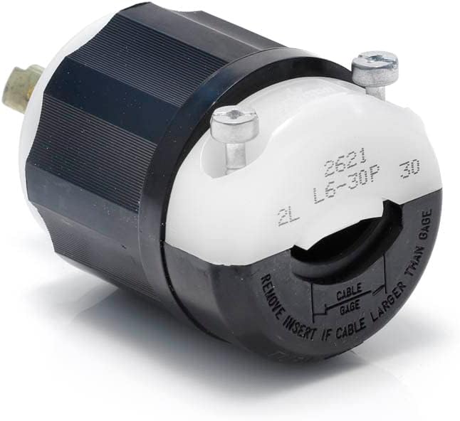 30 Amp, 250 Volt, NEMA L6-30P, 2P, 3W, Locking Plug, Industrial Grade, Grounding - Black-White,2621 - Image 2