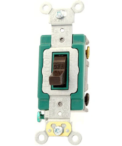 30-Amp, Toggle Double-Pole AC Quiet Switch, 120/277-Volt, Extra Heavy Duty Spec Grade, Self Grounding, Back and Side Wired, Various Colors, 3032-2 - Image 3
