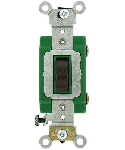 30-Amp, Toggle Single-Pole AC Quiet Switch, 120/277-Volt, Extra Heavy Duty Grade, Self Grounding, Brown/Ivory/White, 3031-2