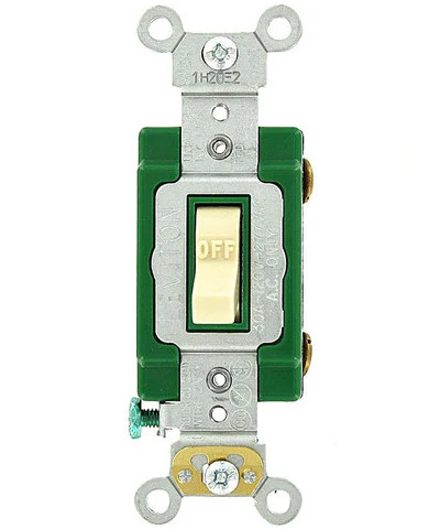 30-Amp, Toggle Single-Pole AC Quiet Switch, 120/277-Volt, Extra Heavy Duty Grade, Self Grounding, Brown/Ivory/White, 3031-2 - Image 2