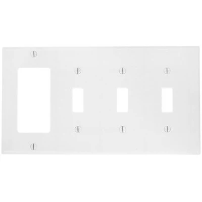 4-Gang, 3-Toggle, 1-Decora/GFCI Device, Combination Wall Plate, Standard Size, Device Mount, P326