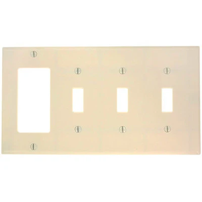 4-Gang, 3-Toggle, 1-Decora/GFCI Device, Combination Wall Plate, Standard Size, Device Mount, P326 - Image 3