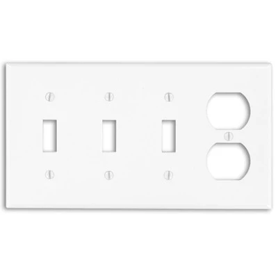 4-Gang, 3-Toggle, 1-Duplex Device, Combination Wall Plate, Standard Size, Device Mount, P38