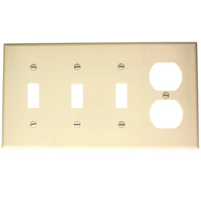 4-Gang, 3-Toggle, 1-Duplex Device, Combination Wall Plate, Standard Size, Device Mount, P38 - Image 2