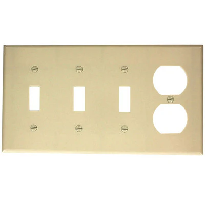 4-Gang, 3-Toggle, 1-Duplex Device, Combination Wall Plate, Standard Size, Device Mount, P38 - Image 3