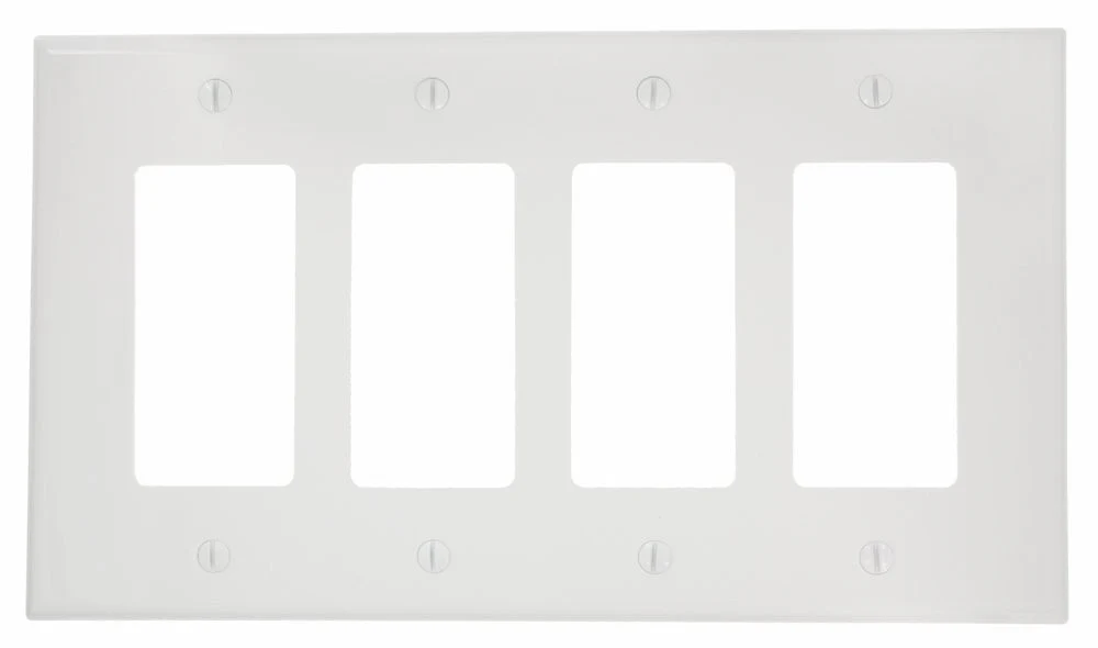 4-Gang Decora/GFCI Wallplate, Midway Size, White, PJ264-W