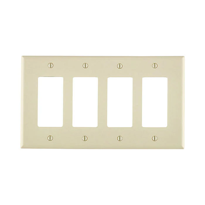 4-Gang Decora Wallplate, Midway Size, Thermoplastic Nylon, Light Almond, PJ264-T